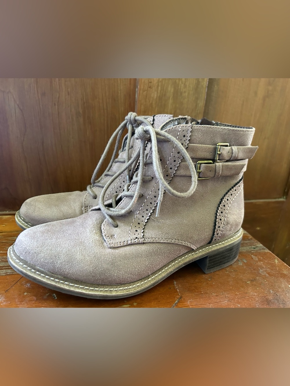 Cliffs by WHITE MOUNTAIN Lace-Up Suede Ankle Boots in Taupe